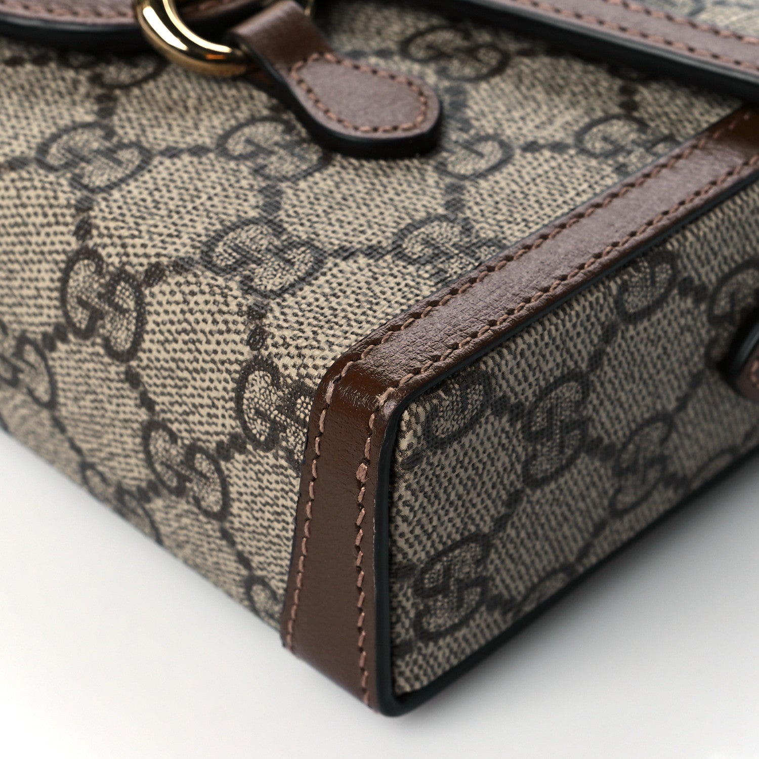 Gucci GG Supreme Monogram Mini Horsebit 1955 Shoulder Bag Beige Brown Sugar 9 of 9