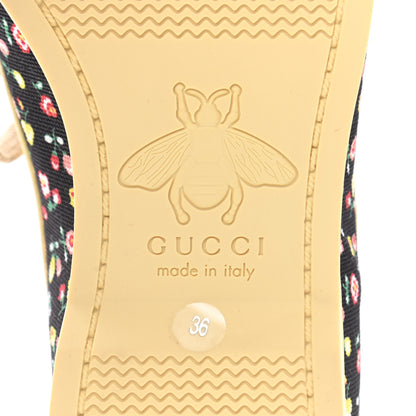 Gucci X LIBERTY OF LONDON Canvas Holly Print Loafers 36 Black Peach Burro 6 of 9