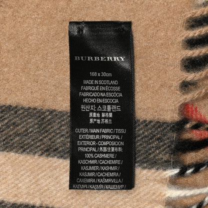 Burberry Cashmere Giant Check Tassel Scarf Camel Gold 3 of 3