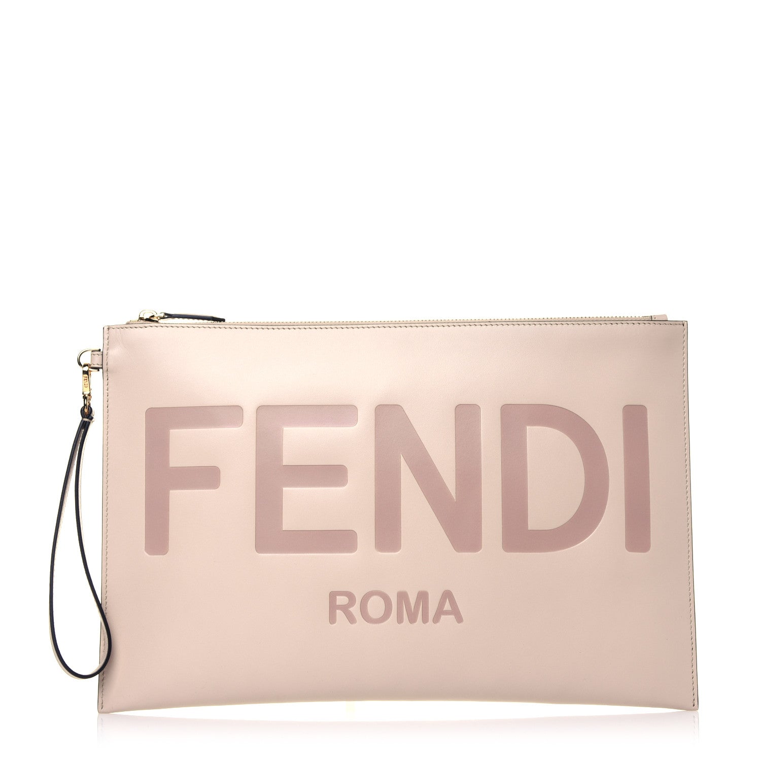 Fendi Vitello King Logo Embossed Large Flat Pouch Poudre 2 of 28