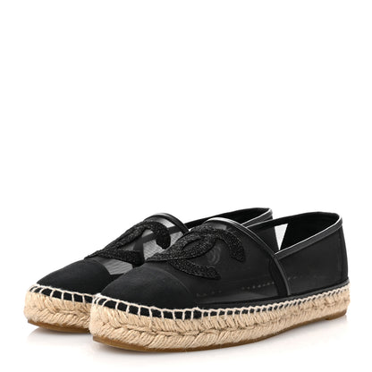 Chanel Mesh Grosgrain CC Espadrilles 38 Black 4 of 10