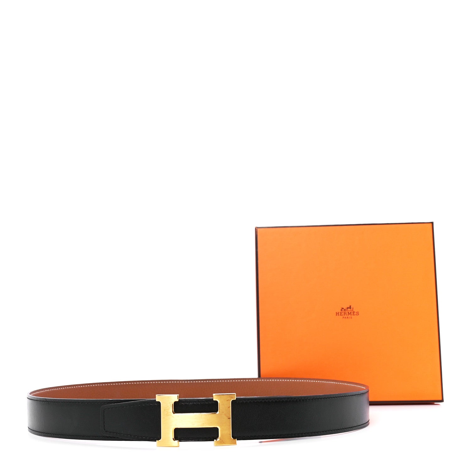 Hermes Box Togo 32mm H Belt 90 36 Black Gold 6 of 6