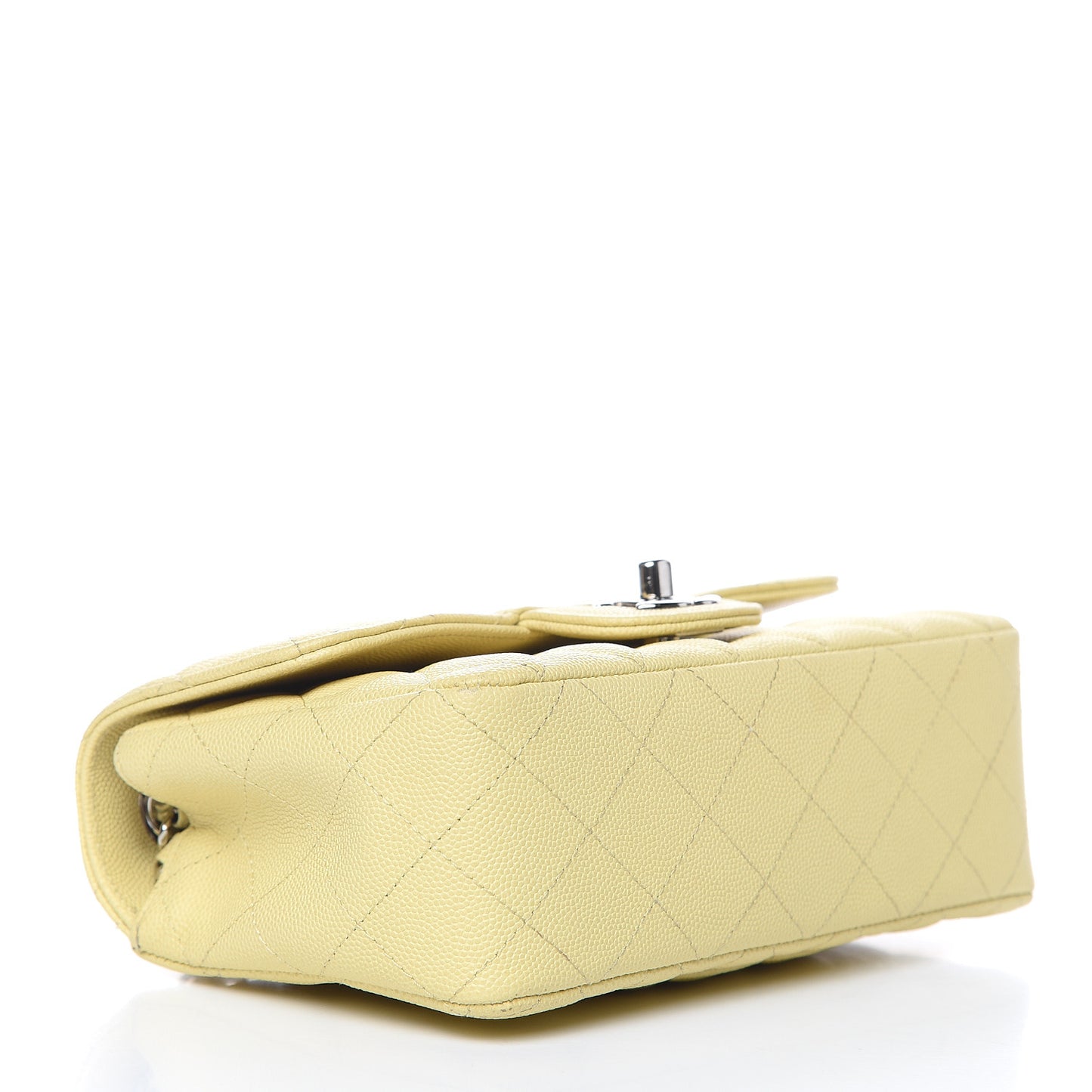 Caviar Quilted Mini Rectangular Flap Light Yellow