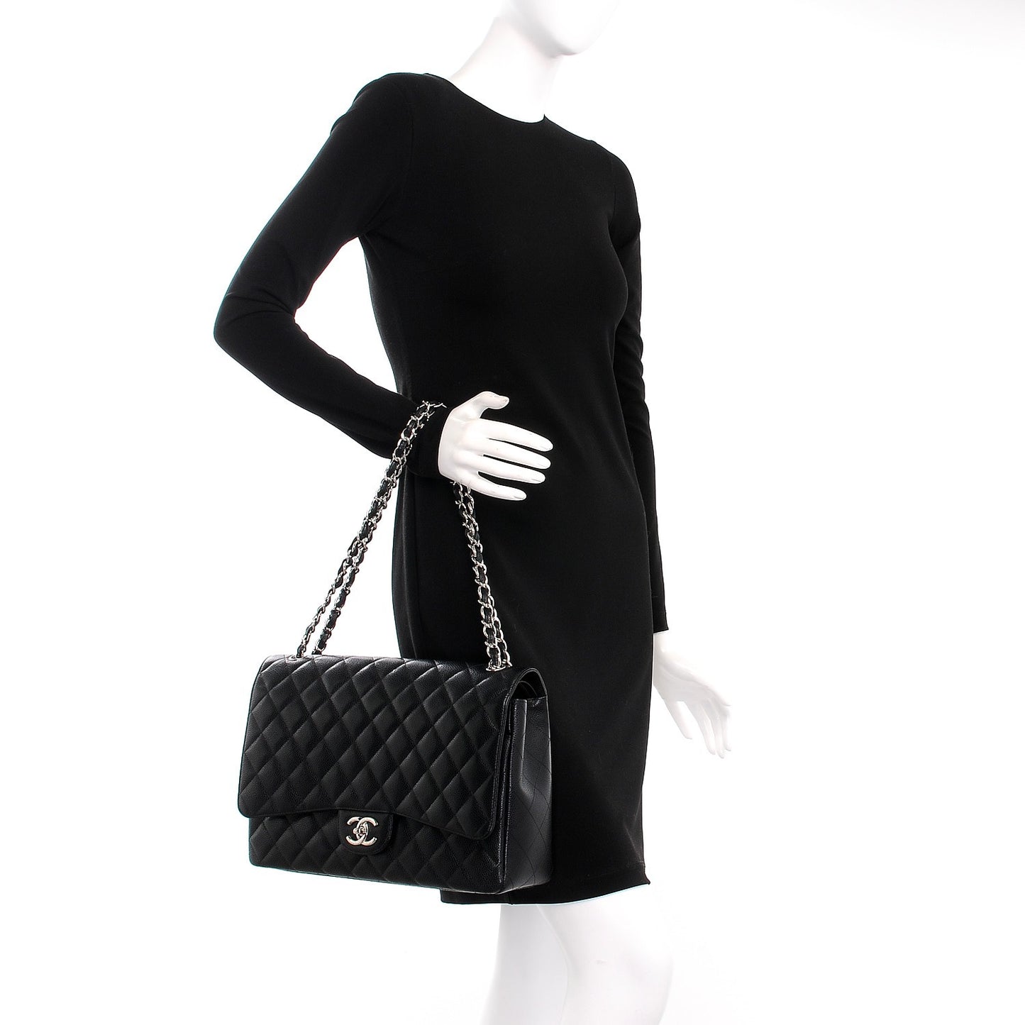 Caviar Quilted Maxi Double Flap Black