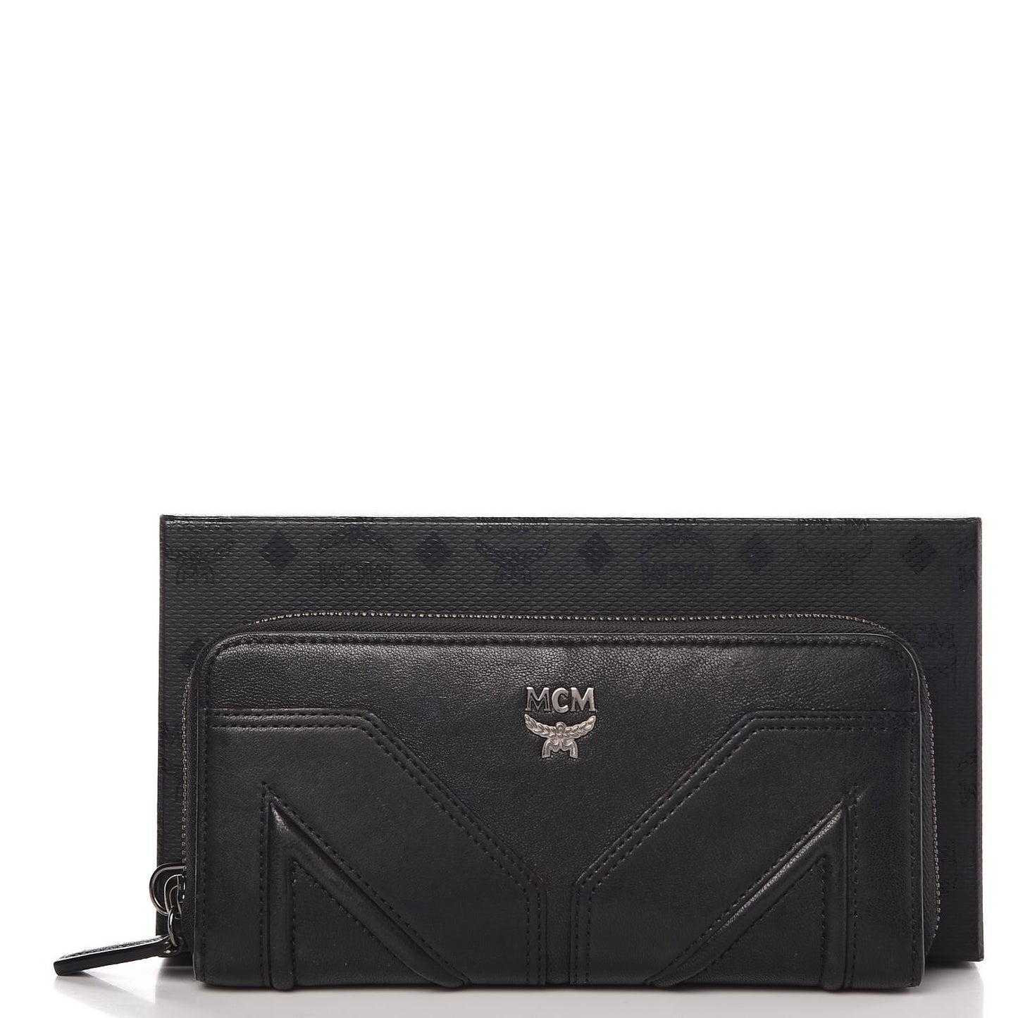 Lambskin Large Zip Around Wallet Black
