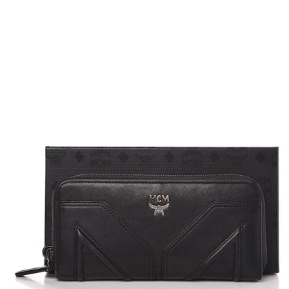 MCM Lambskin Large Zip Around Wallet Black 15 of 15
