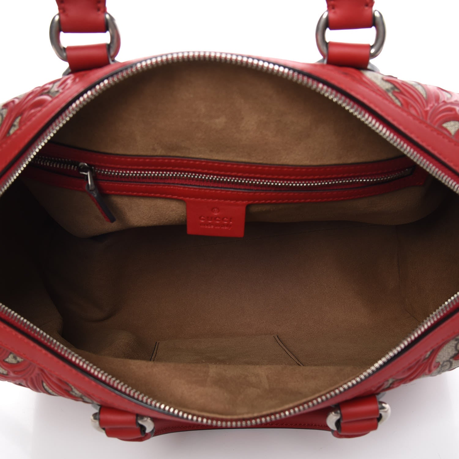 Gucci GG Supreme Monogram Arabesque Medium Boston Hibiscus Red 8 of 15