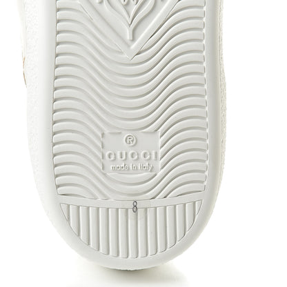 Gucci Calfskin Ayers Web Bee Star Embroidered Mens Ace Sneakers 8 White Green 8 of 11