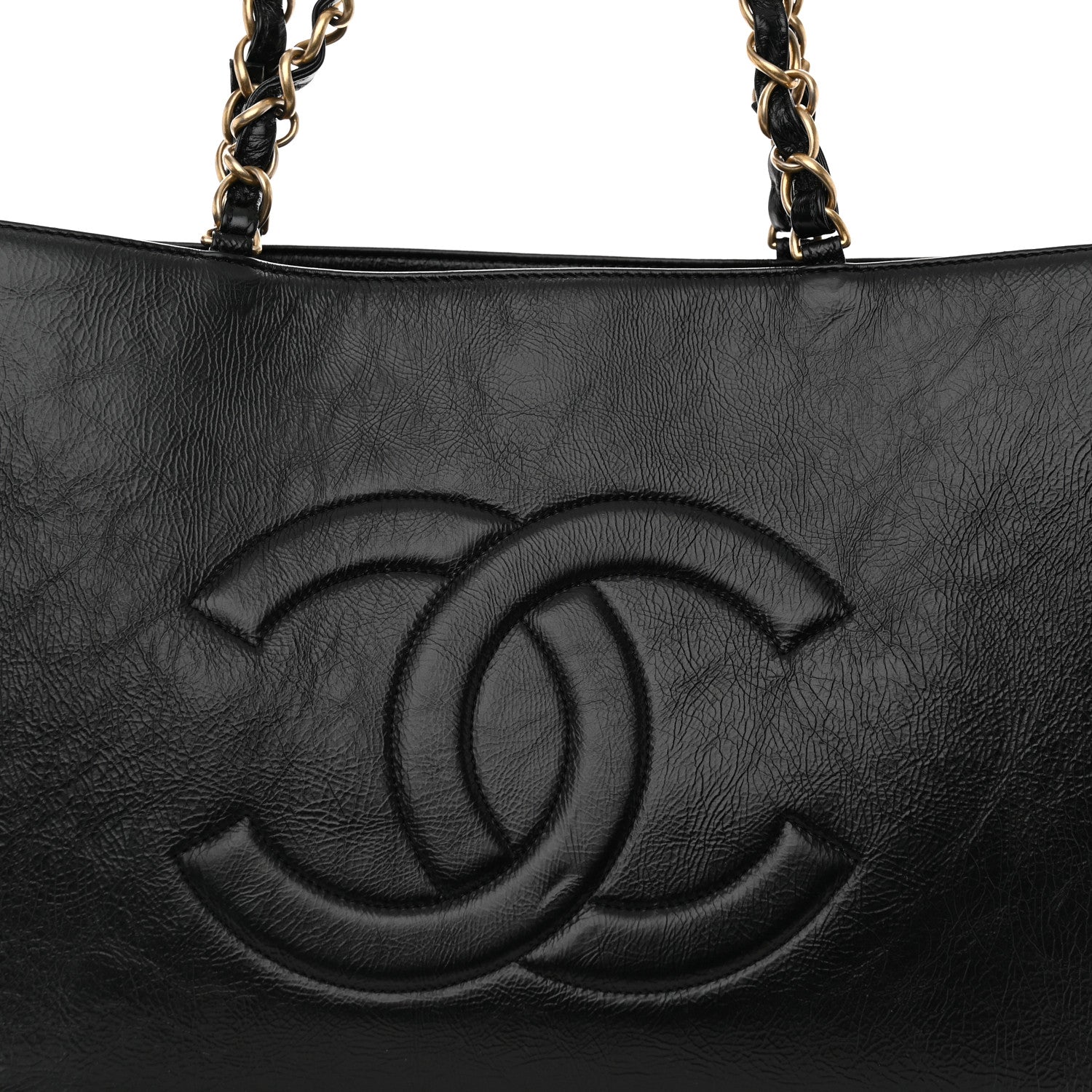 Chanel Shiny Aged Calfskin Shopping Bag Black 8 of 13