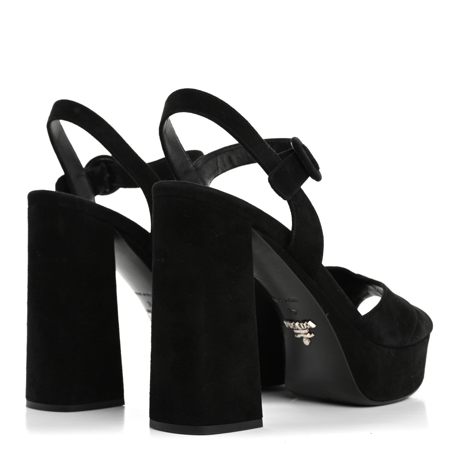 Prada Suede Platform Sandals 39 Black 5 of 12