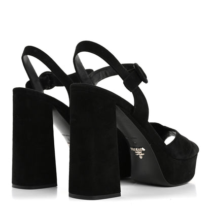 Prada Suede Platform Sandals 39 Black 5 of 12