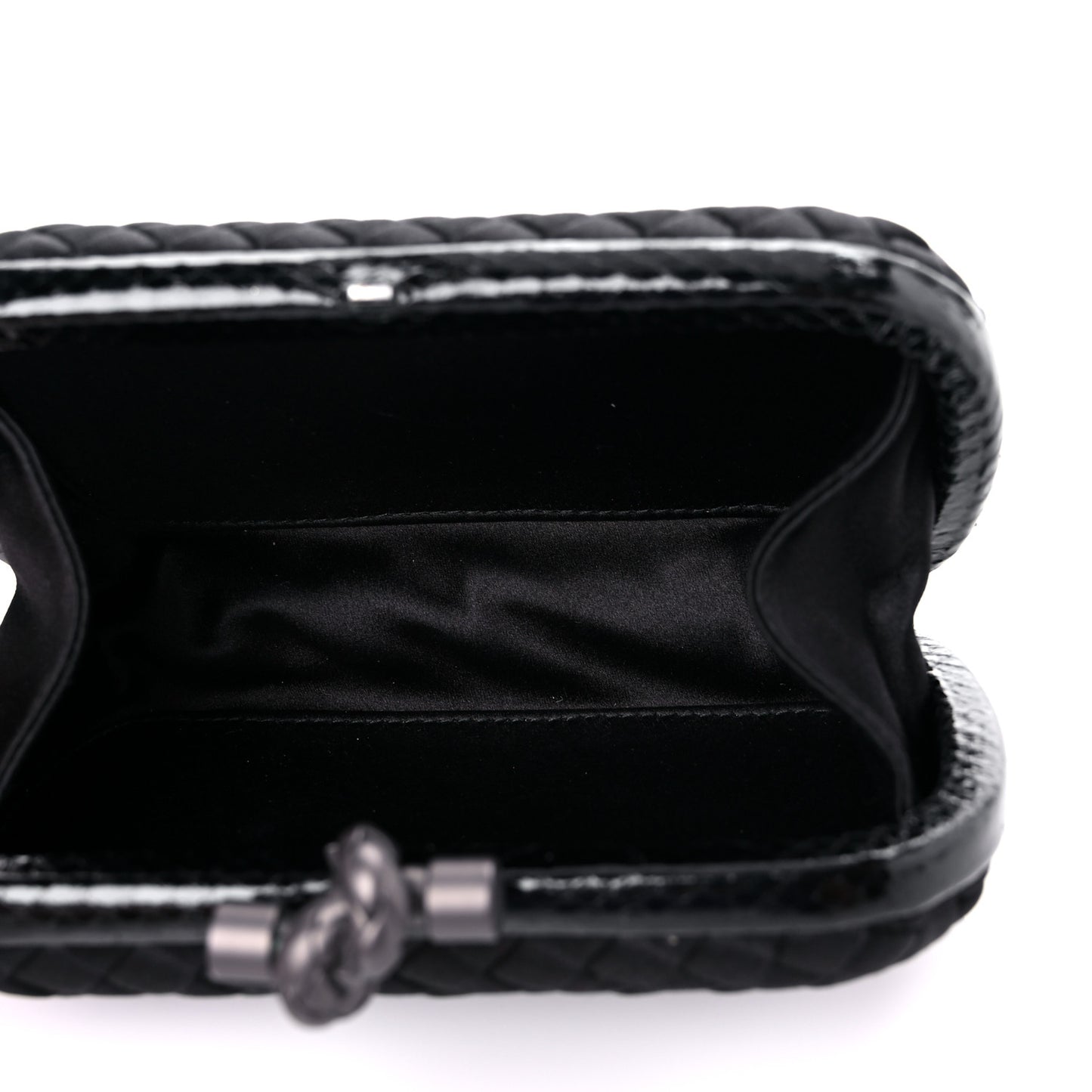 Satin Intreccio Impero Ayers Knot Clutch Black