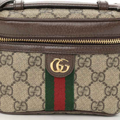 Gucci GG Supreme Monogram Textured Calfskin Web Mini Ophidia Top Handle Bag Beige Ebony New Acero 7 of 10