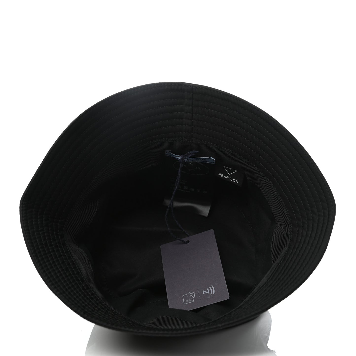 Re-Nylon Metal Triangle Logo Womens Bucket Hat M Black
