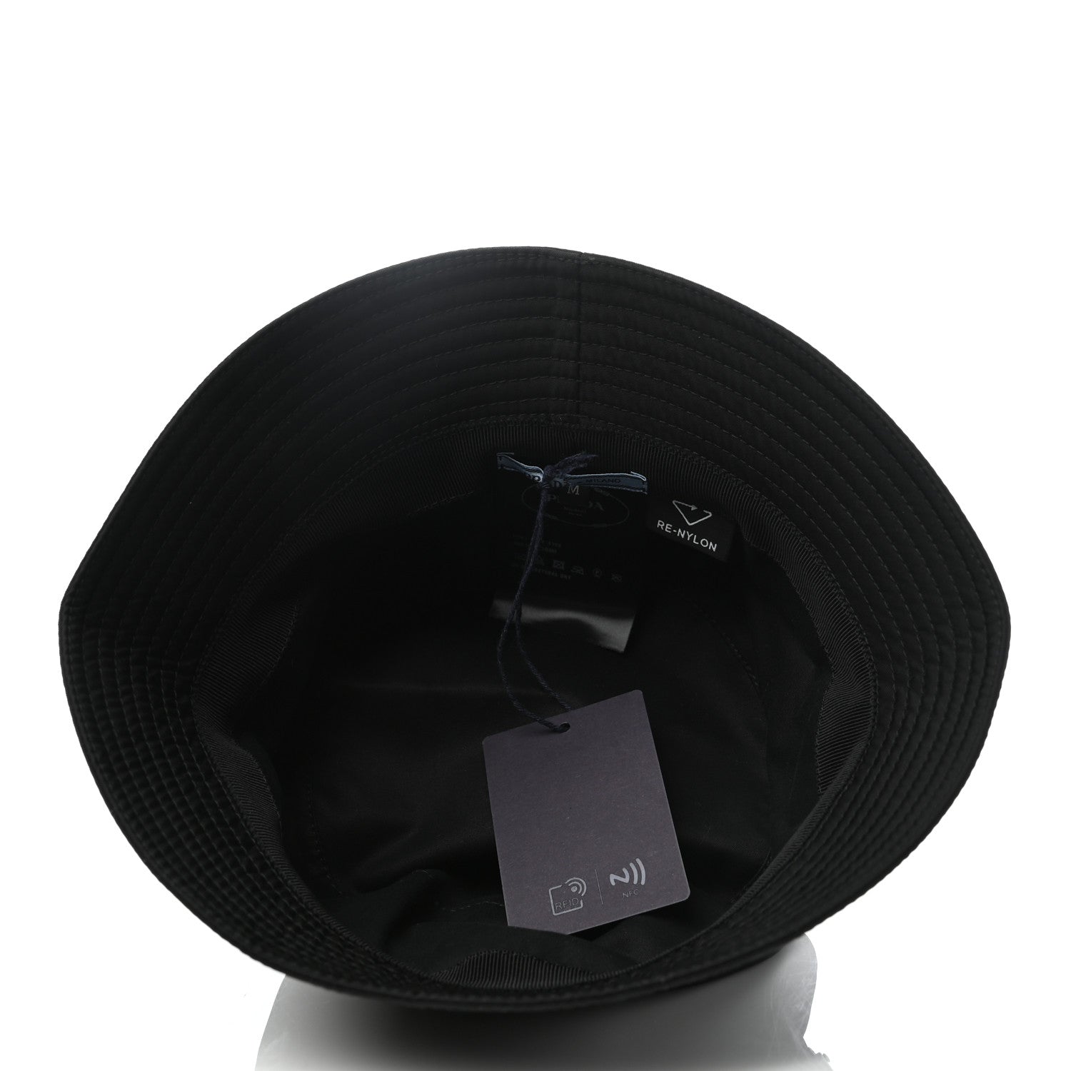 Prada Re-Nylon Metal Triangle Logo Womens Bucket Hat M Black 5 of 5