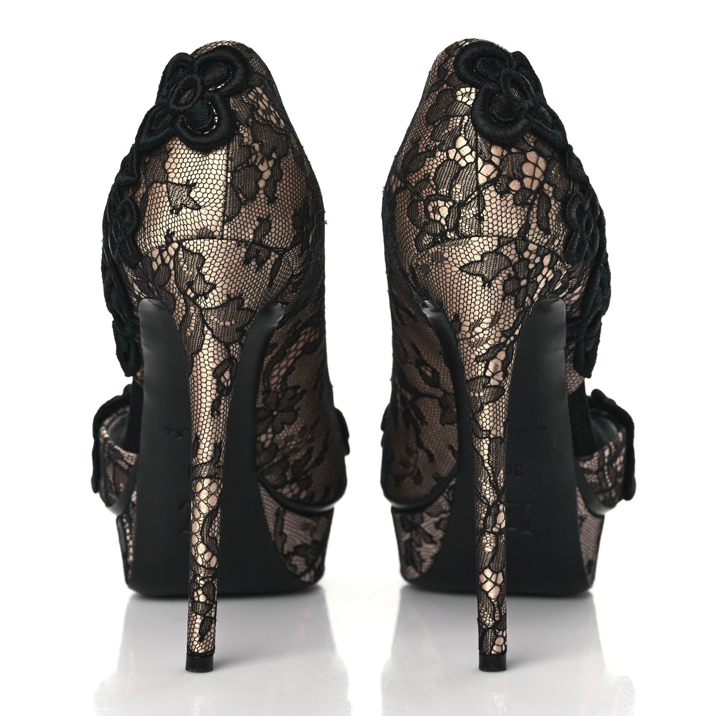 Lace D'Orsay Peep Toe Pumps 39 Beige Black