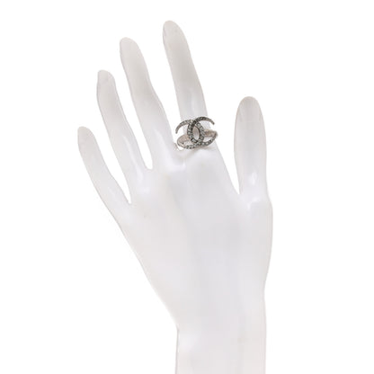 Chanel Crystal CC Moon Ring 54 6.75 Silver 2 of 4