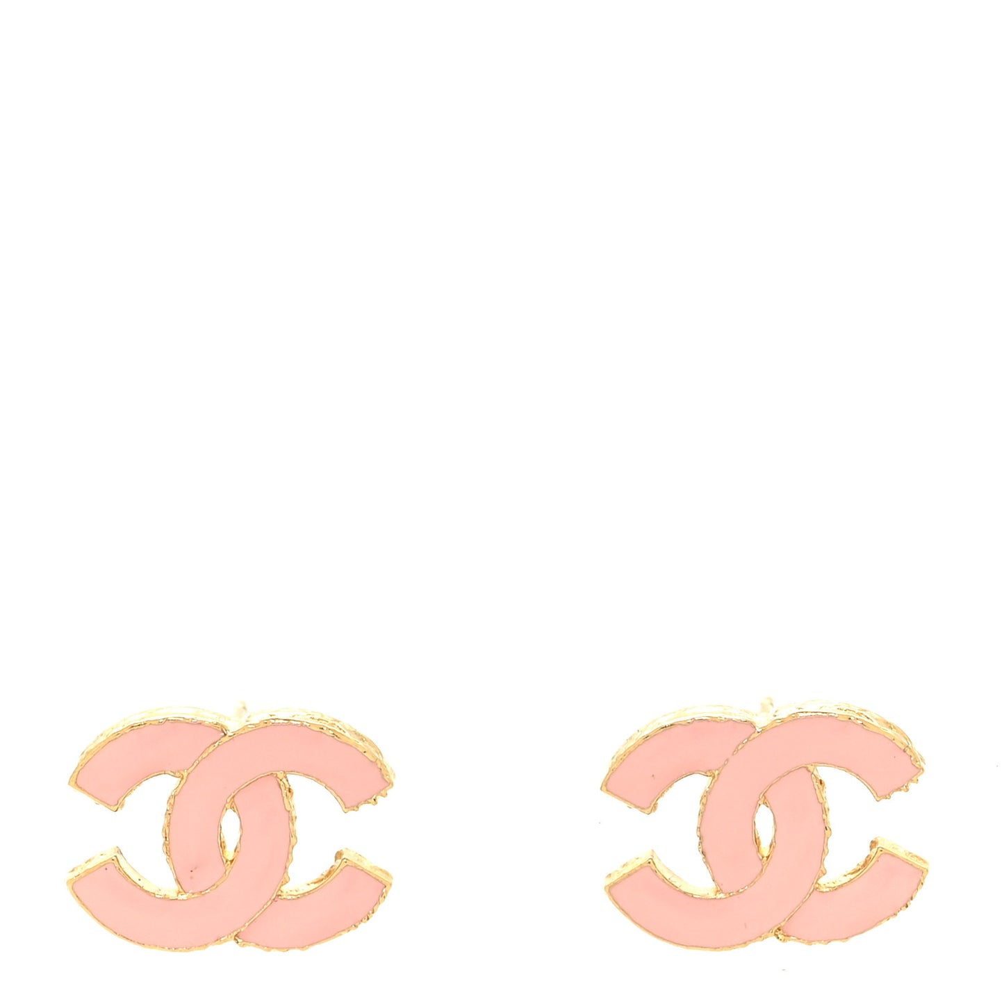 Metal Enamel CC Earrings Pink Gold