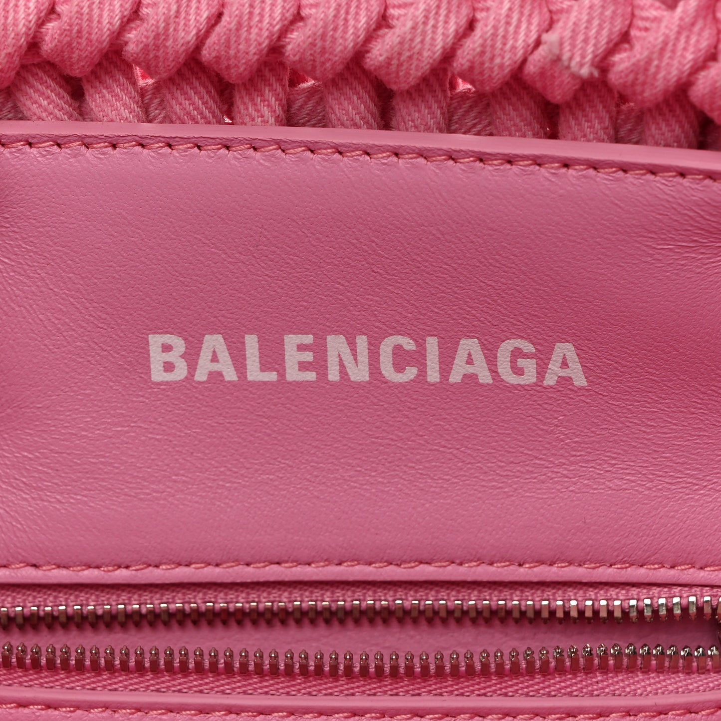 Washed Frayed Denim Braided XS Bistro Basket Pink