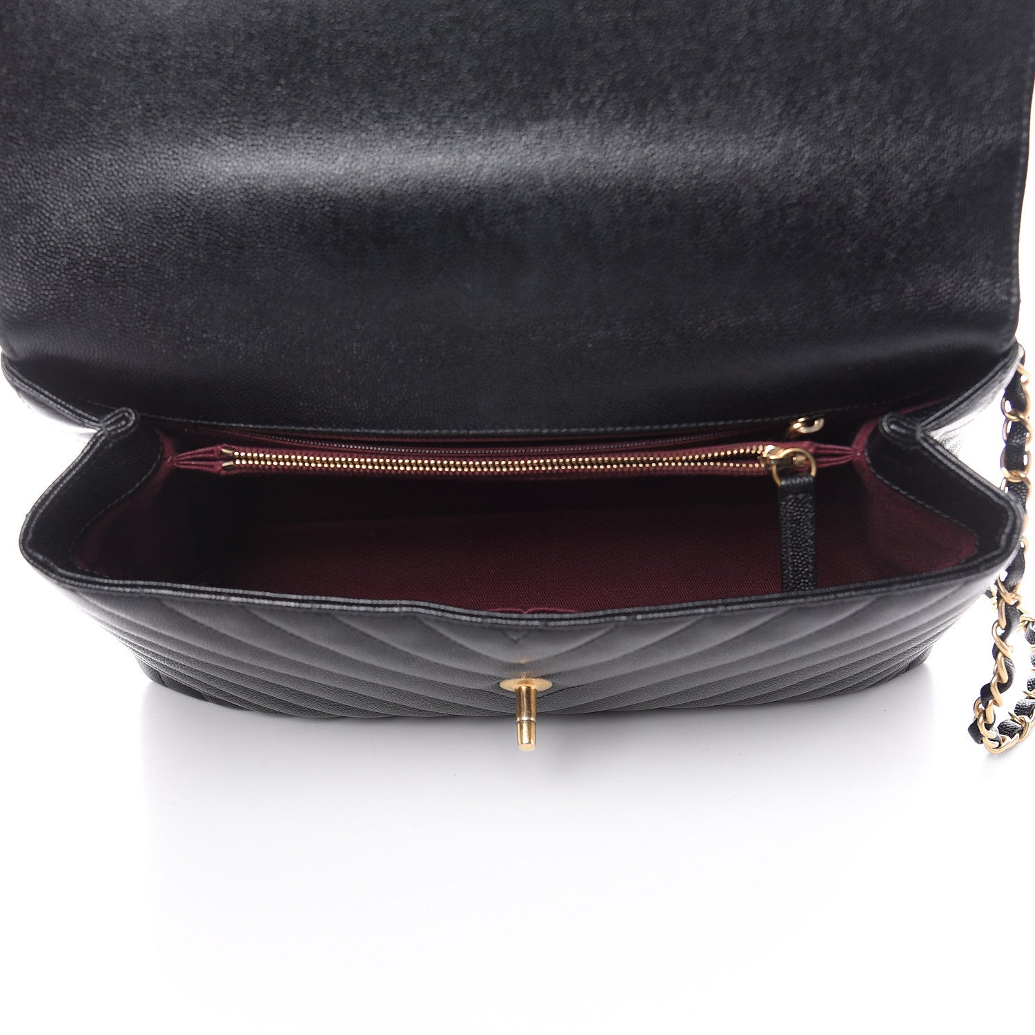 Chanel Caviar Chevron Quilted Medium Coco Handle Flap Black 5 of 11