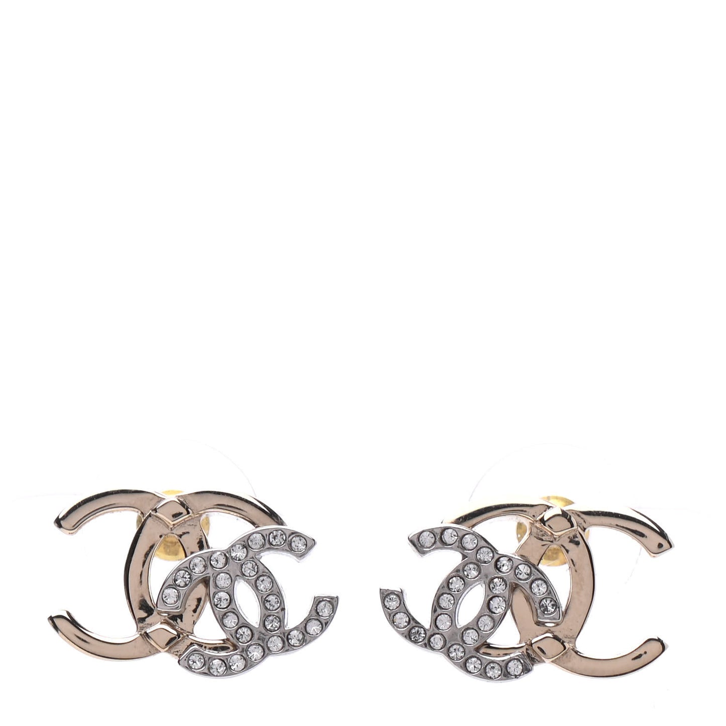 Crystal Double CC Earrings Gold Silver