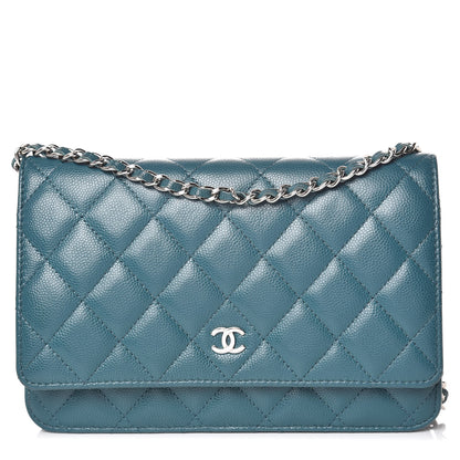 Chanel Caviar Quilted Wallet On Chain WOC Dark Turquoise 1 of 11