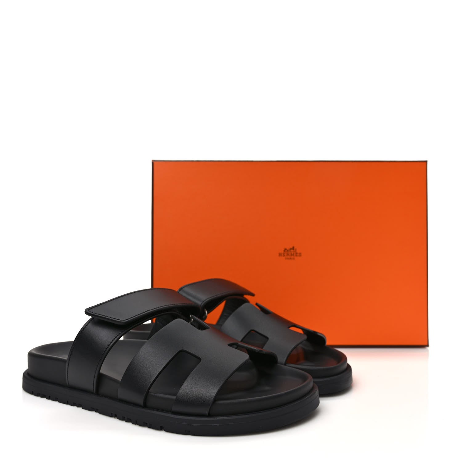 Hermes Calfskin Womens Chypre Sandals 36.5 Black 9 of 9