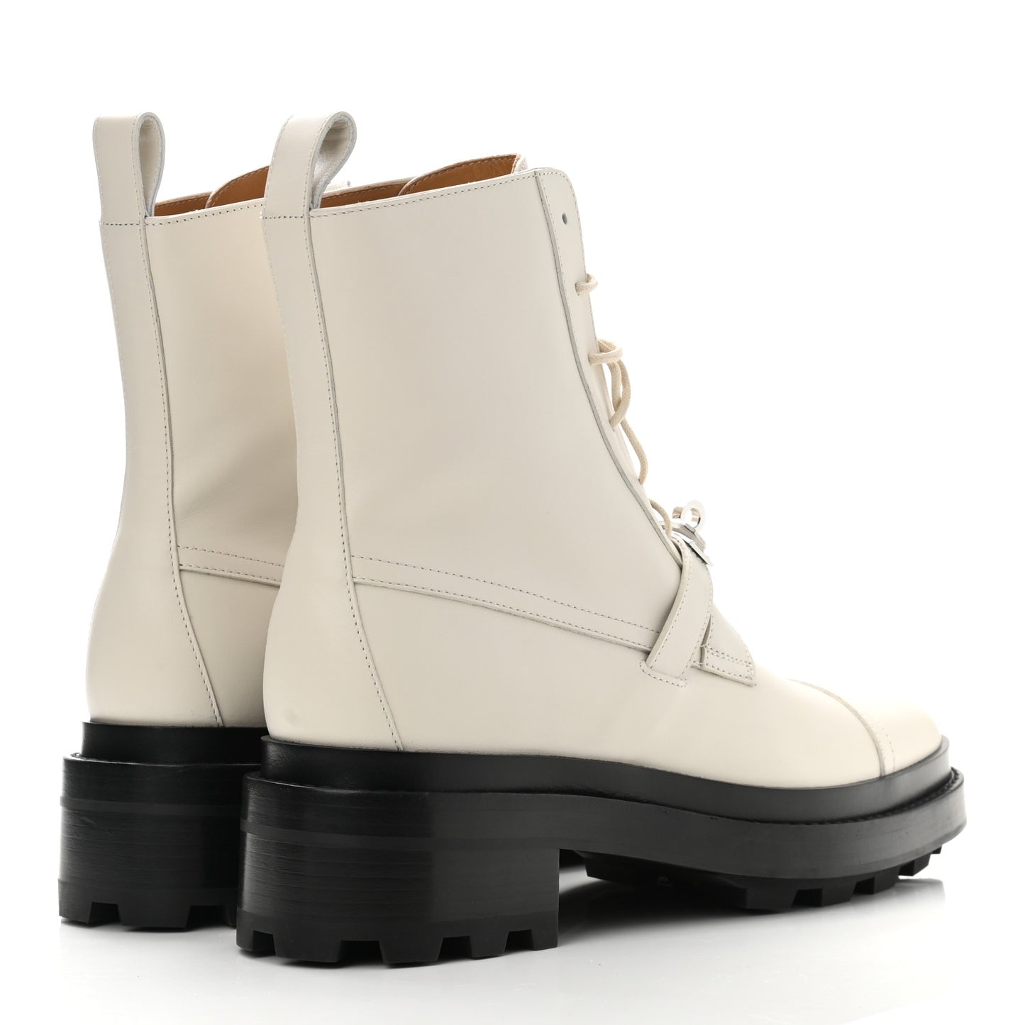 Glossed Calfskin Funk Ankle Boots 38.5 Beige Glaise