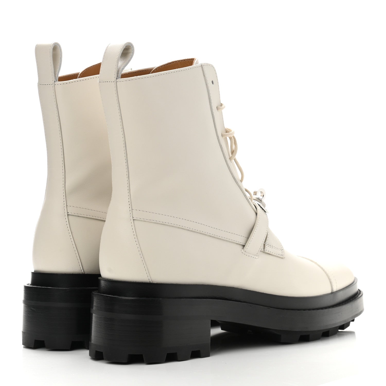 Hermes Glossed Calfskin Funk Ankle Boots 38.5 Beige Glaise 4 of 8