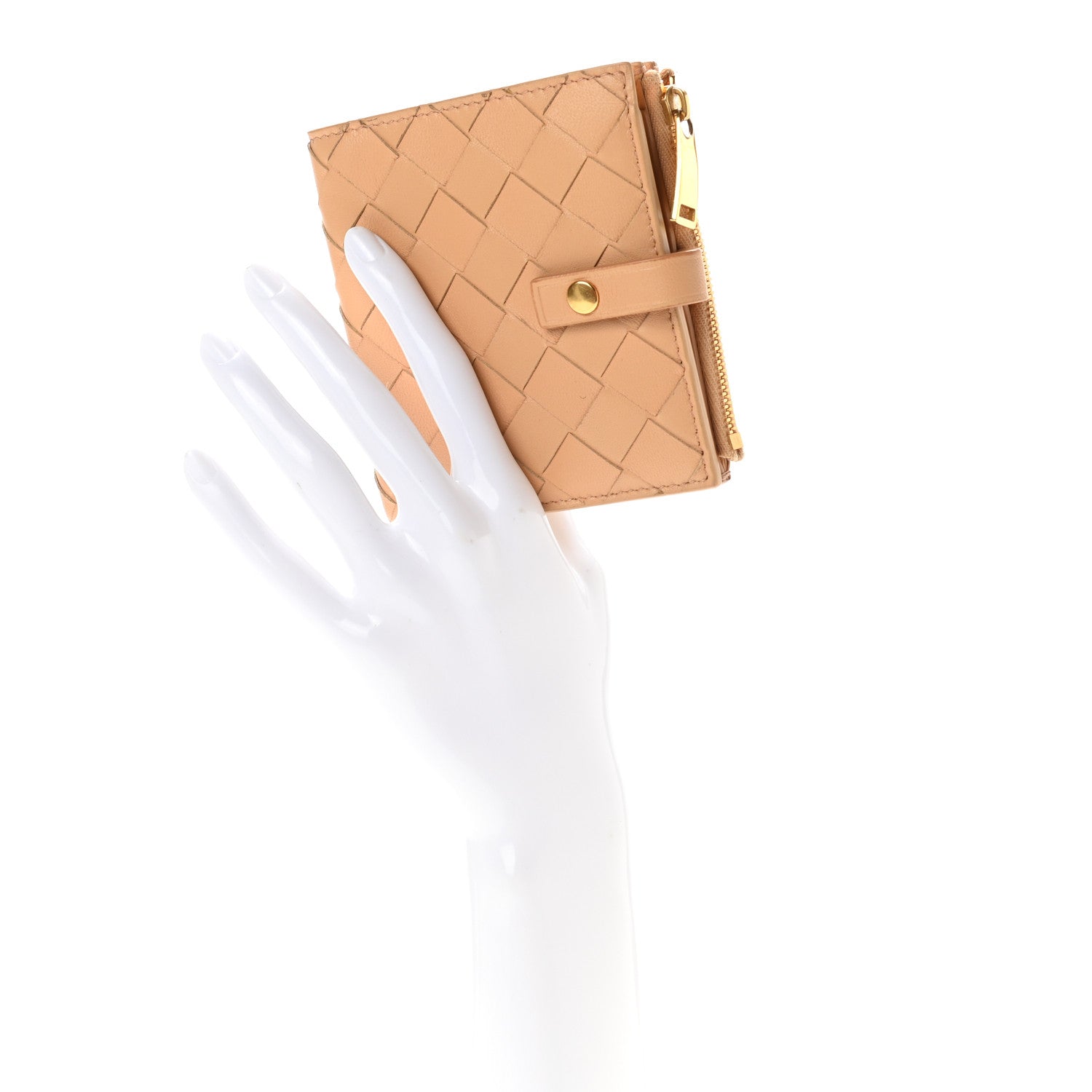 Bottega Veneta Nappa Intrecciato French Compact Wallet Beige 2 of 6