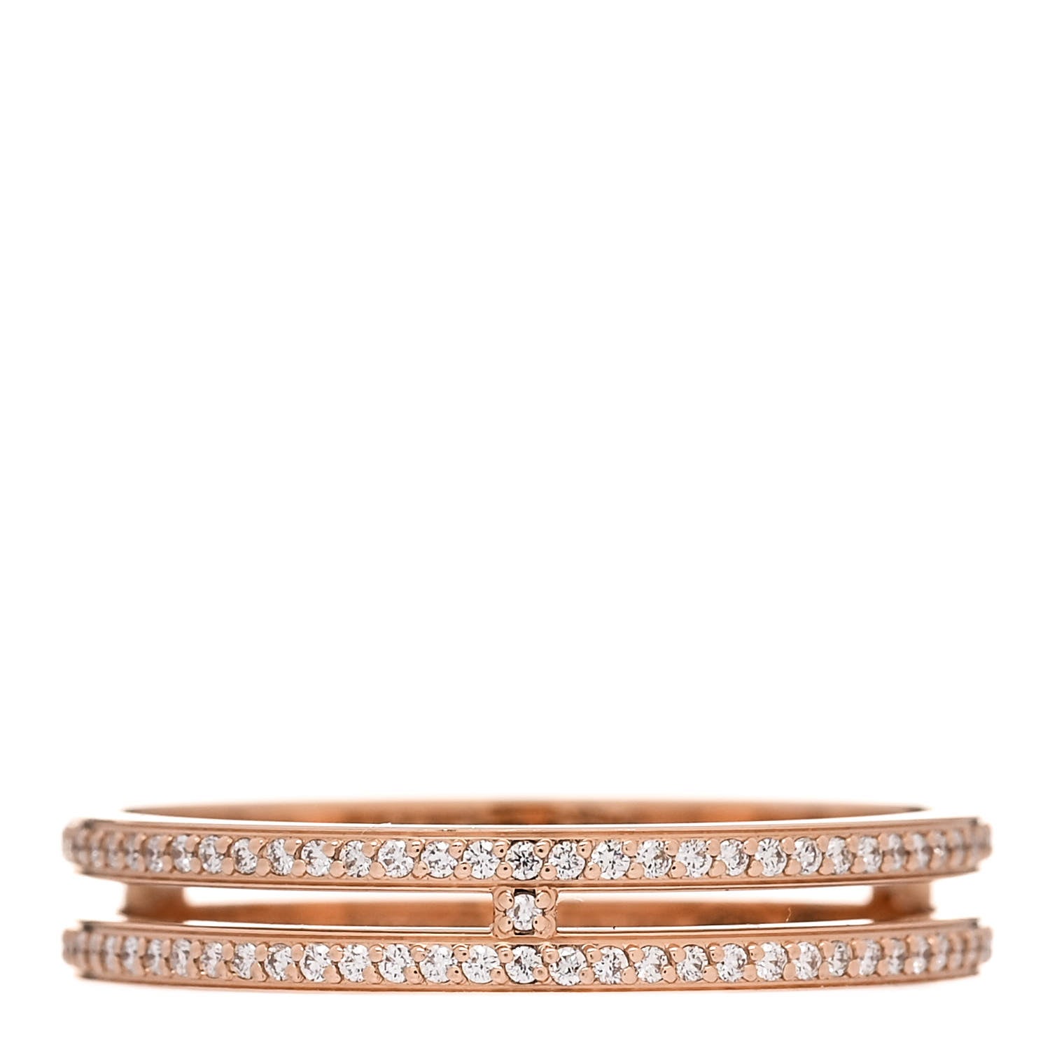 Hermes 18K Rose Gold Diamond Ariane Wedding Band Ring 58 8.5 1 of 5