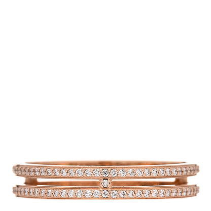 Hermes 18K Rose Gold Diamond Ariane Wedding Band Ring 58 8.5 1 of 5
