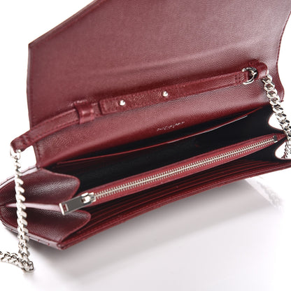 Saint Laurent Grain De Poudre Matelasse Chevron Monogram Chain Wallet Palissandre 5 of 8