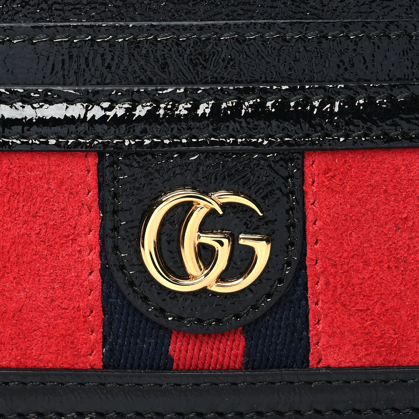 Suede Patent Ophidia Card Holder Hibiscus Red Black