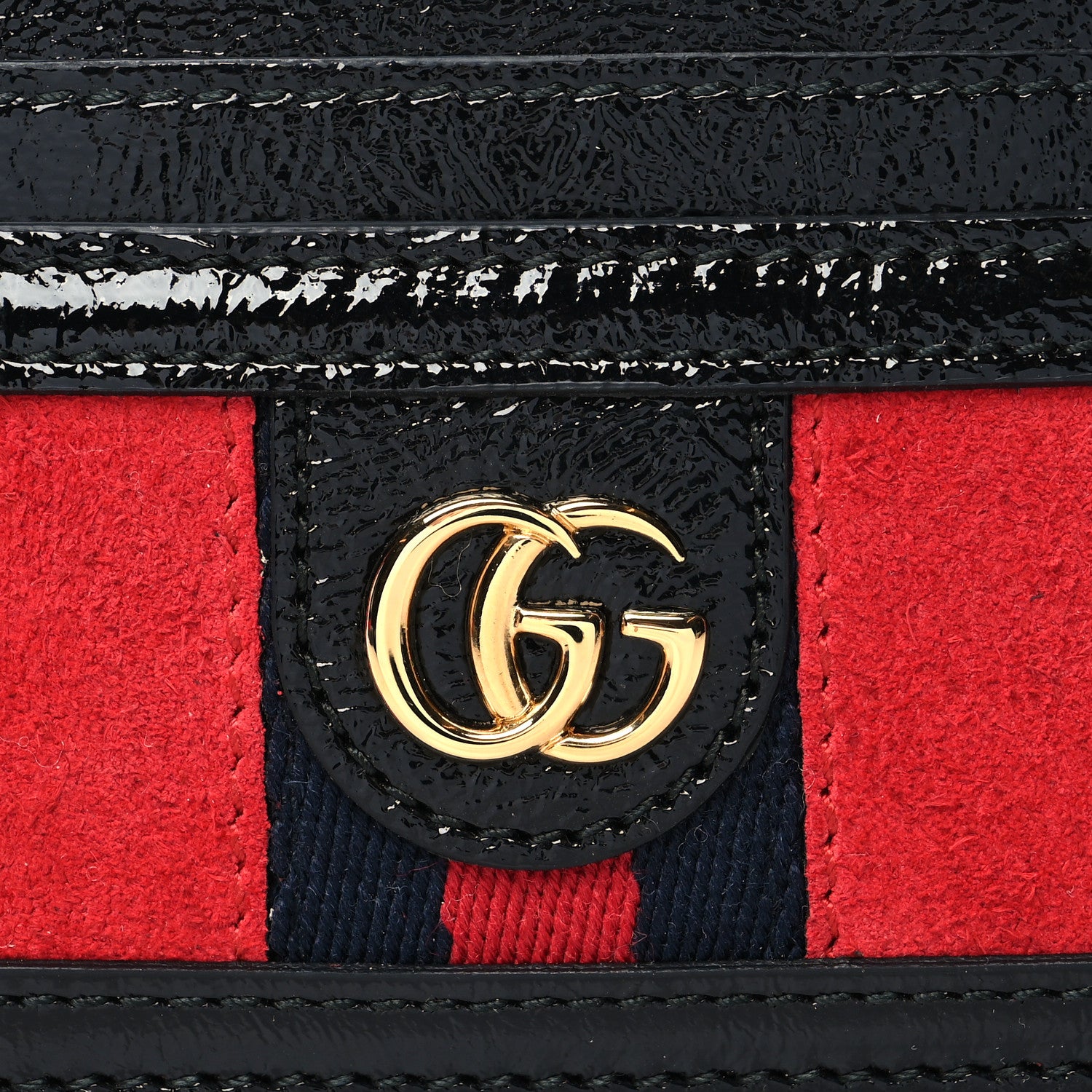 Gucci Suede Patent Ophidia Card Holder Hibiscus Red Black 7 of 9