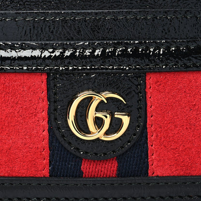 Gucci Suede Patent Ophidia Card Holder Hibiscus Red Black 7 of 9
