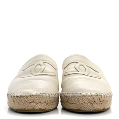 Chanel Calfskin CC Espadrille Mules 39 Ivory 3 of 10