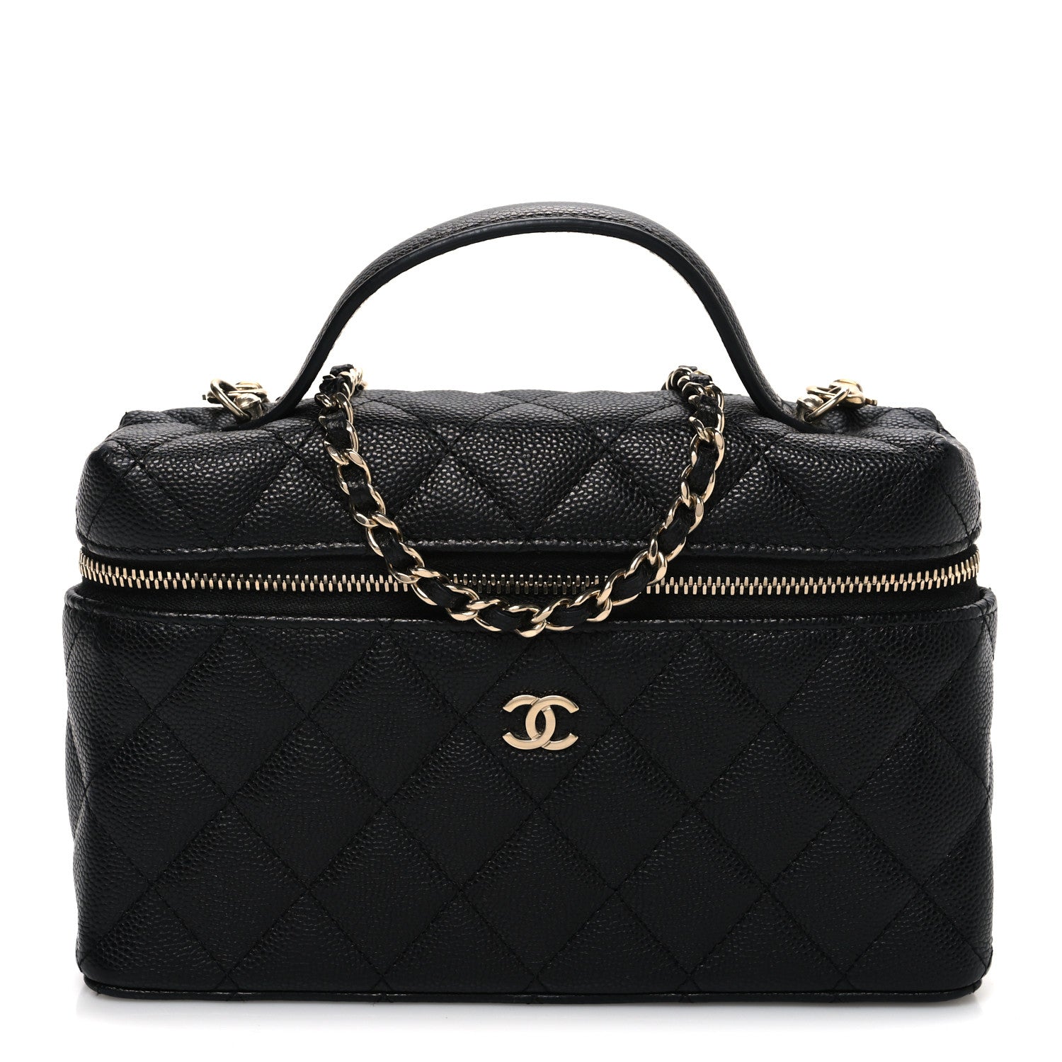 Chanel Caviar Quilted Top Handle Slim Vanity With Chain Black 1 of 11