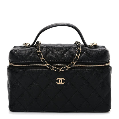 Chanel Caviar Quilted Top Handle Slim Vanity With Chain Black 1 of 11