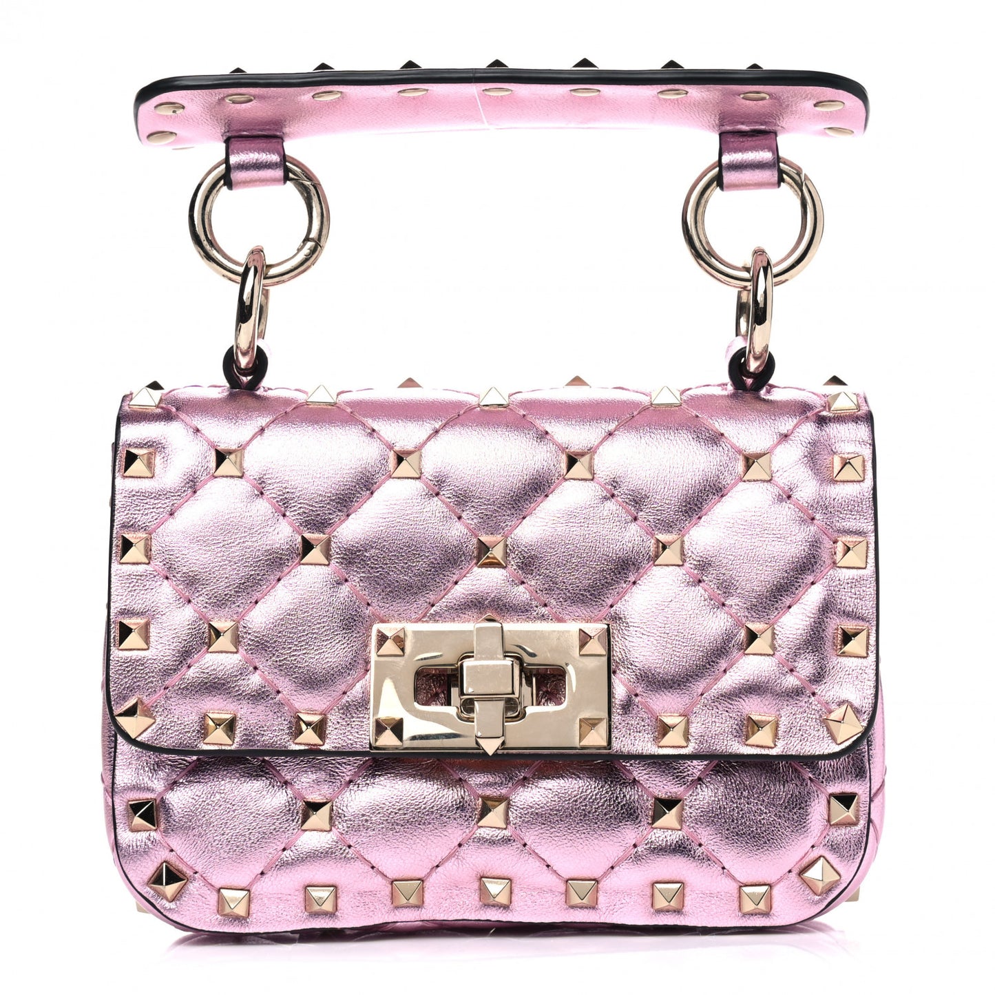 Metallic Nappa Micro Rockstud Spike Shoulder Bag Giacinto