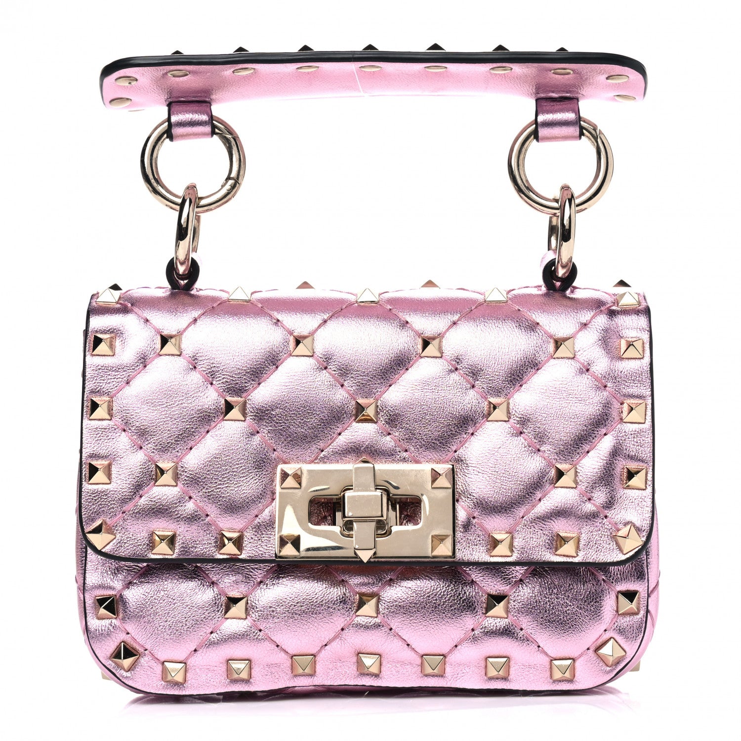 Valentino Garavani Metallic Nappa Micro Rockstud Spike Shoulder Bag Giacinto 1 of 5