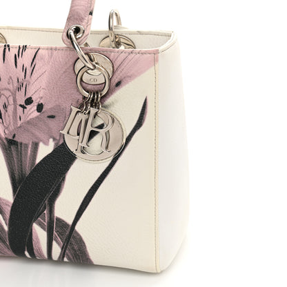 Christian Dior Deerskin Floral Printed Medium Lady Dior White 13 of 14