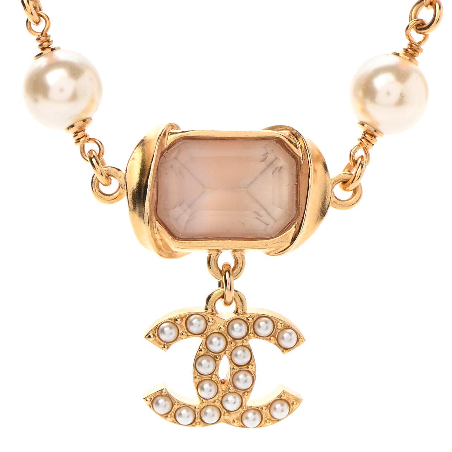 Crystal Pearl Bead CC Choker Gold Pink