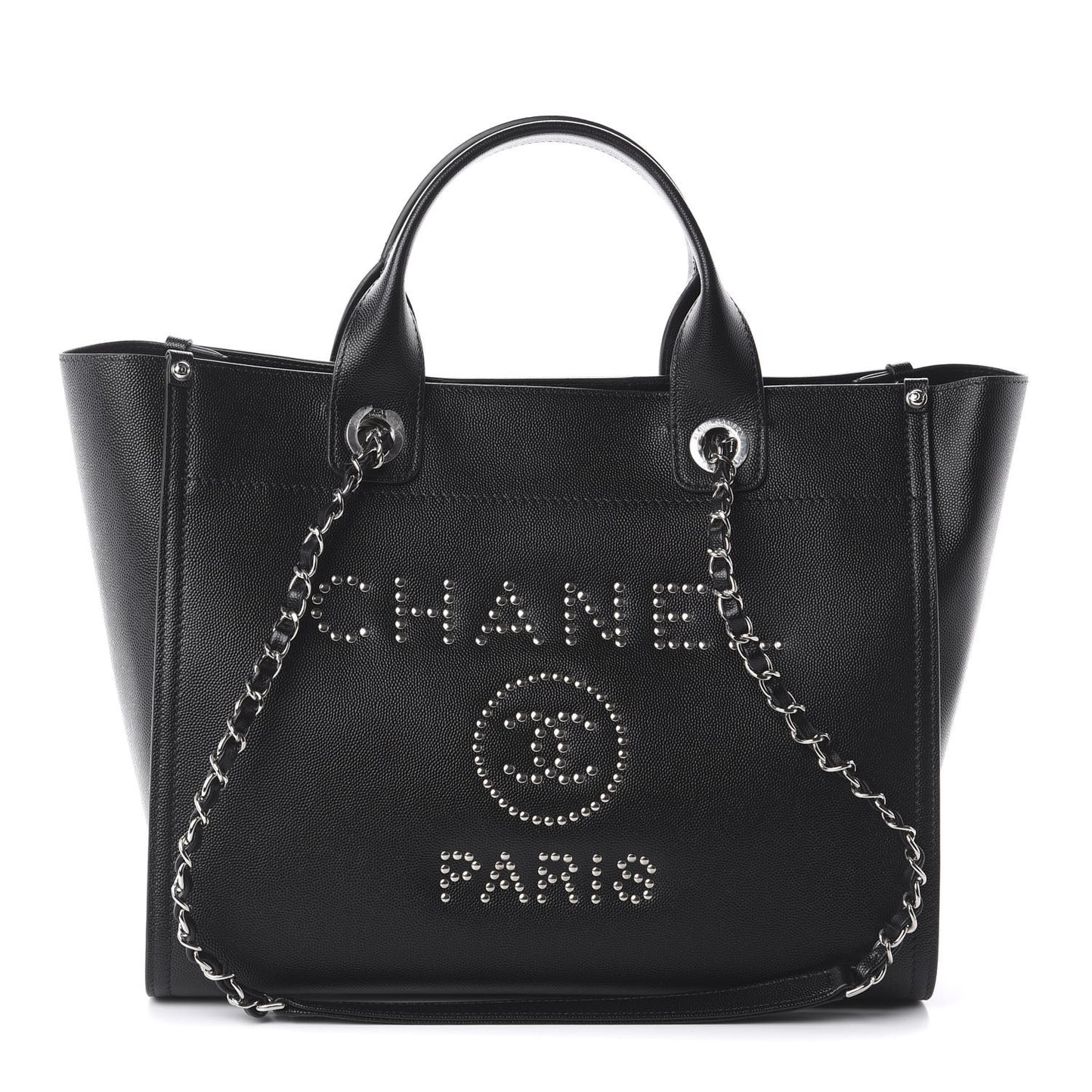 Caviar Small Studded Deauville Tote Black
