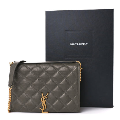 Saint Laurent Lambskin Quilted Mini Becky Chain Bag Grey Kaki 12 of 12