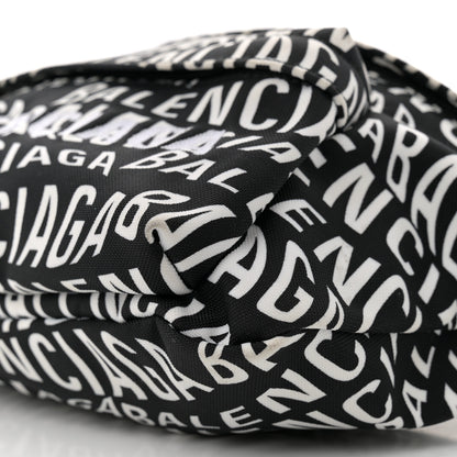 Balenciaga Nylon Wave Logo Print Wheel Beltpack Black White 10 of 12
