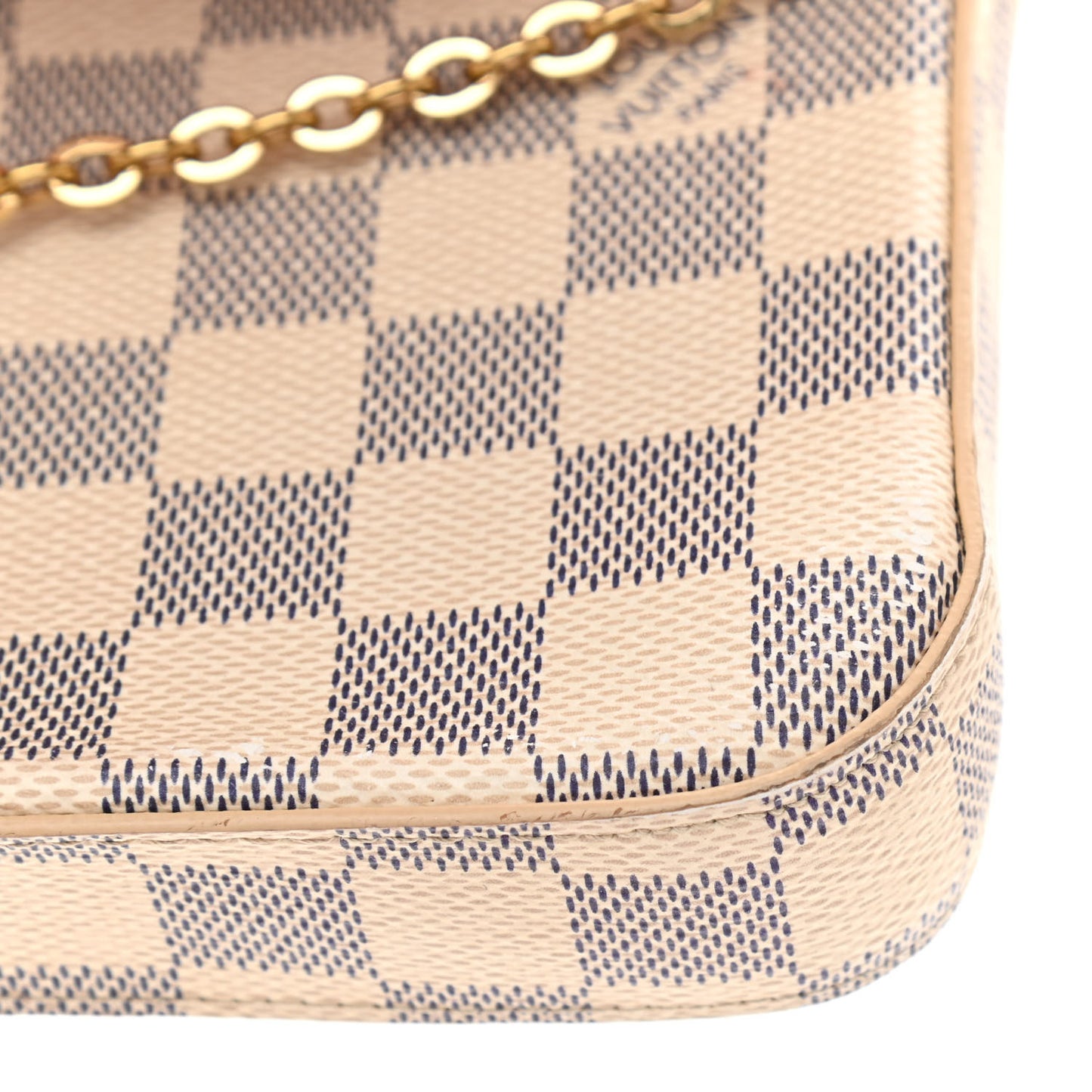 Damier Azur Pochette Felicie Chain Wallet Rose Ballerine
