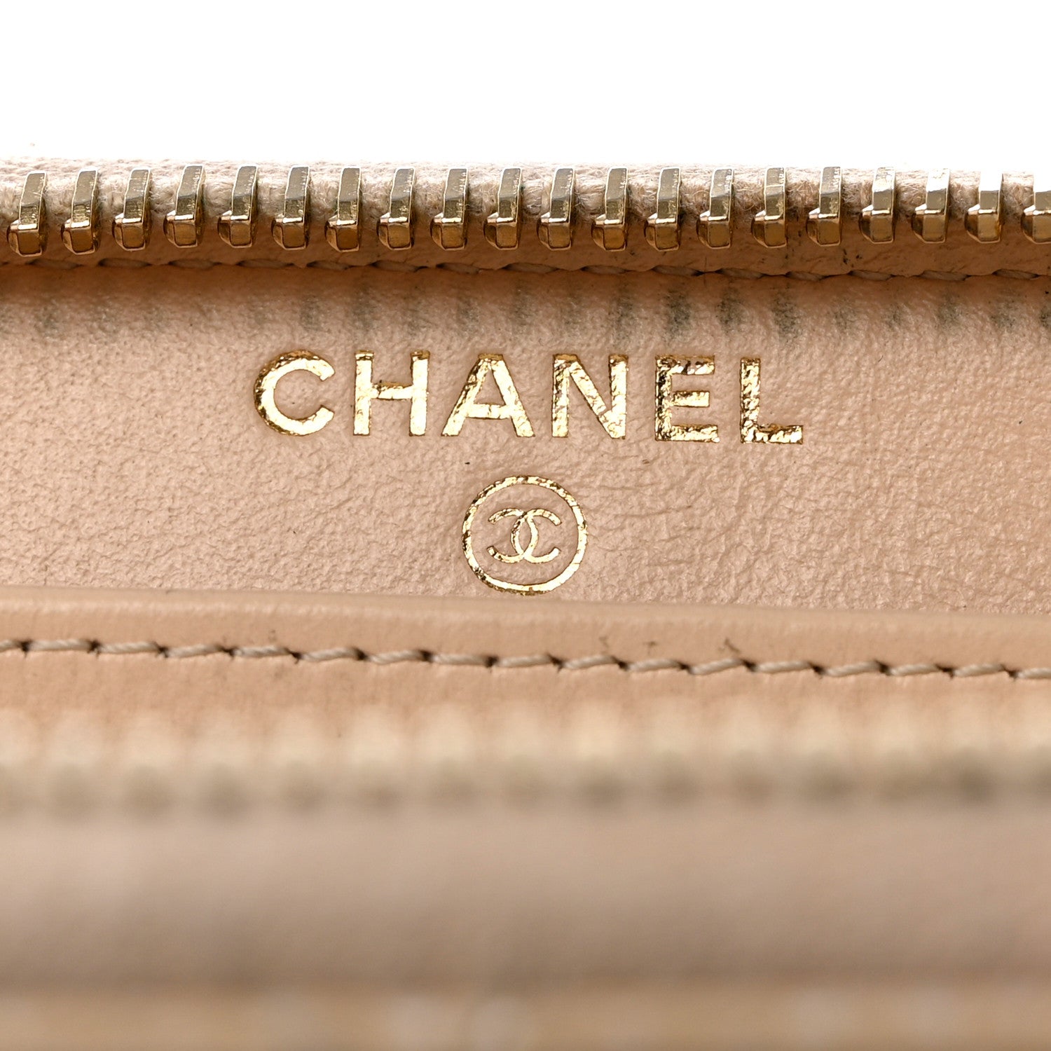 Chanel Iridescent Caviar Quilted Large Gusset Zip Around Wallet Beige 6 of 13