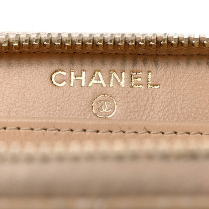 Chanel Iridescent Caviar Quilted Large Gusset Zip Around Wallet Beige 6 of 13