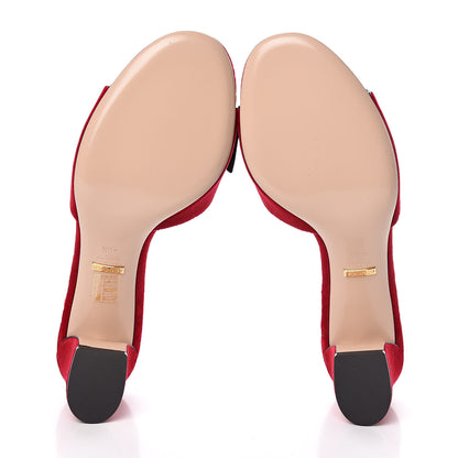 Gucci Velvet Pearl Embellished Slide Sandals 40.5 Hibiscus Red 7 of 9